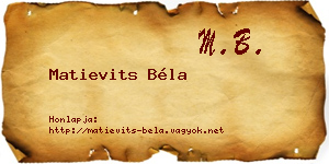 Matievits Béla névjegykártya